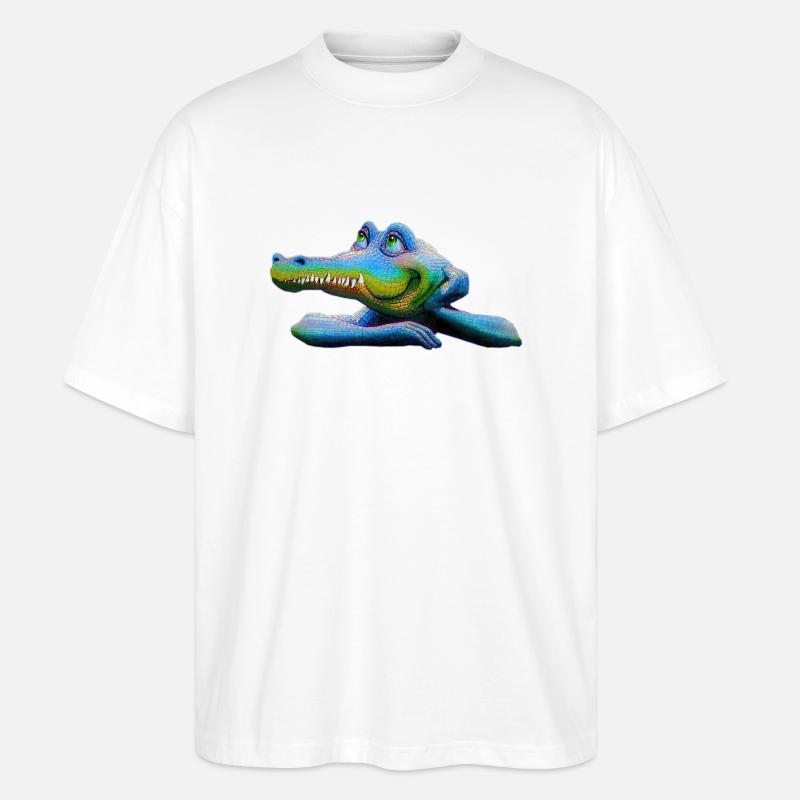 Amstrad Retro Krokodil - Maskottchen 01 - Stanley/Stella Oversized Unisex Bio T-Shirt Blaster 2.0 - Weiß