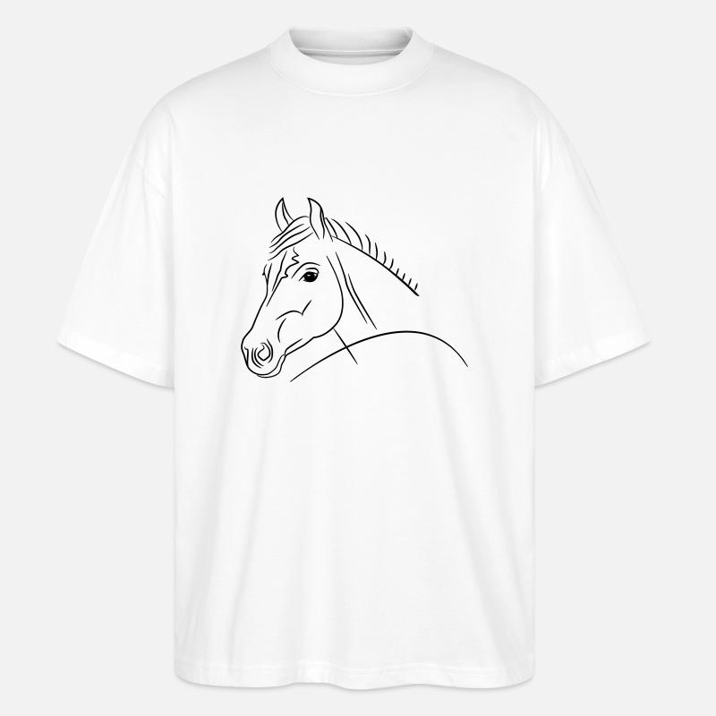 Pferdekopf-Illustration - Stanley/Stella Oversized Unisex Bio T-Shirt Blaster 2.0 - Weiß
