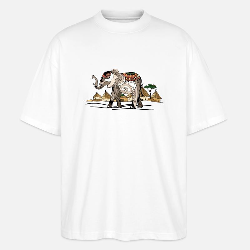 Elefant - Stanley/Stella Oversized Unisex Bio T-Shirt Blaster 2.0 - Weiß