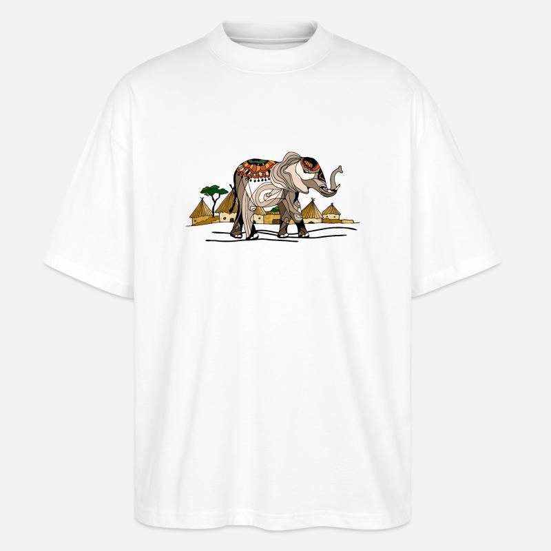 Elefant - Stanley/Stella Oversized Unisex Bio T-Shirt Blaster 2.0 - Weiß