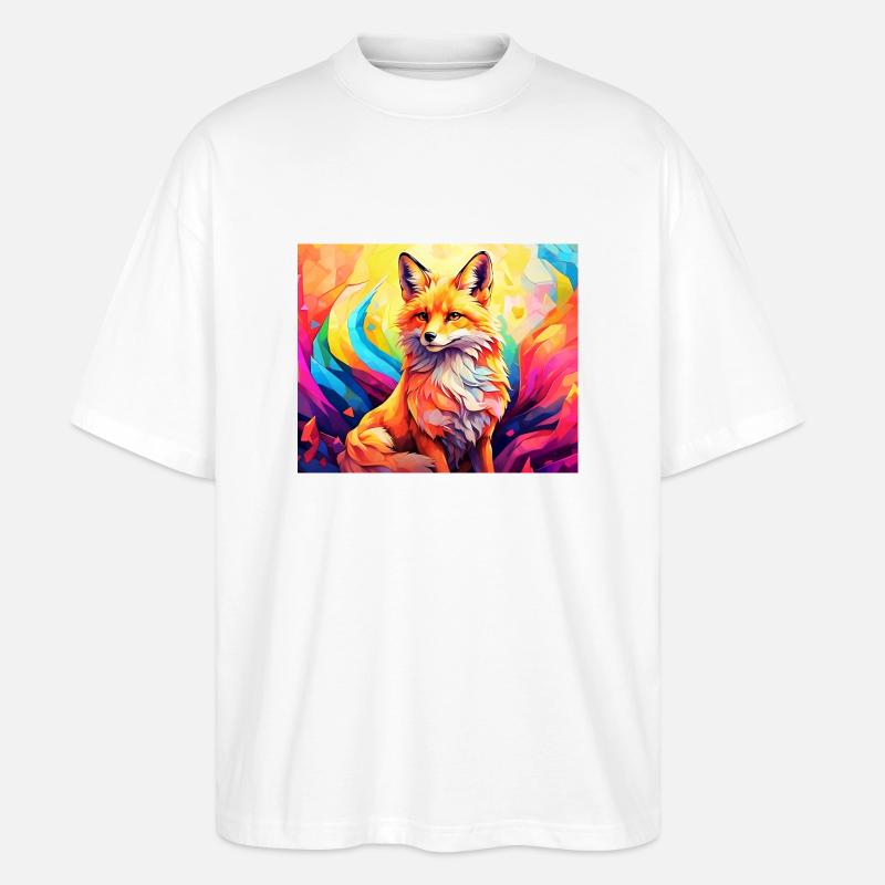 cute fox #fox #cute - Stanley/Stella Oversized Unisex Organic T-shirt Blaster 2.0 - white