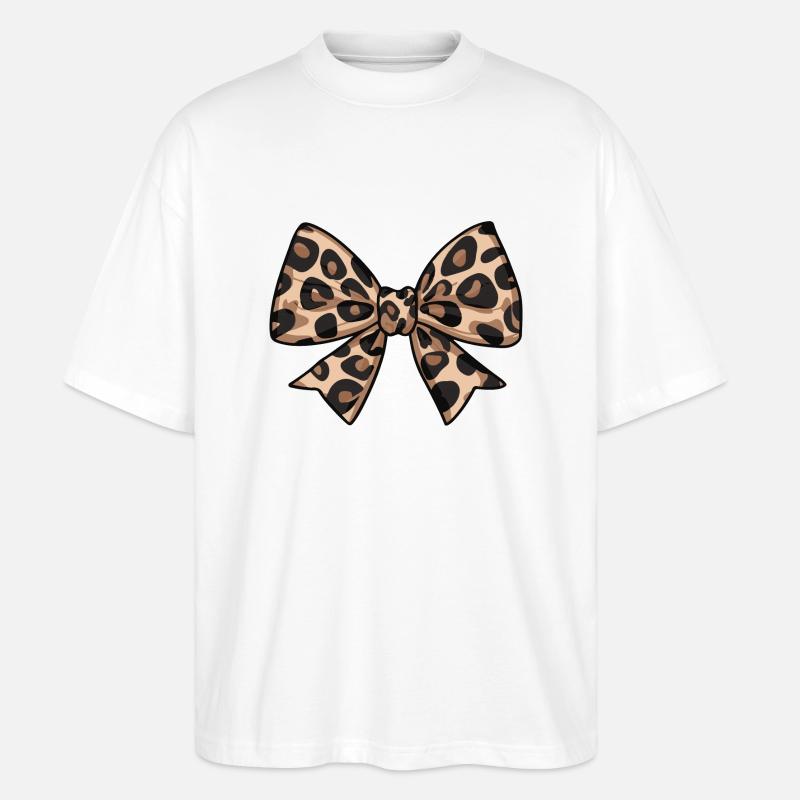 LARGE BOW WITH LEOPARD TREND - Stanley/Stella Oversized Unisex Organic T-shirt Blaster 2.0 - white