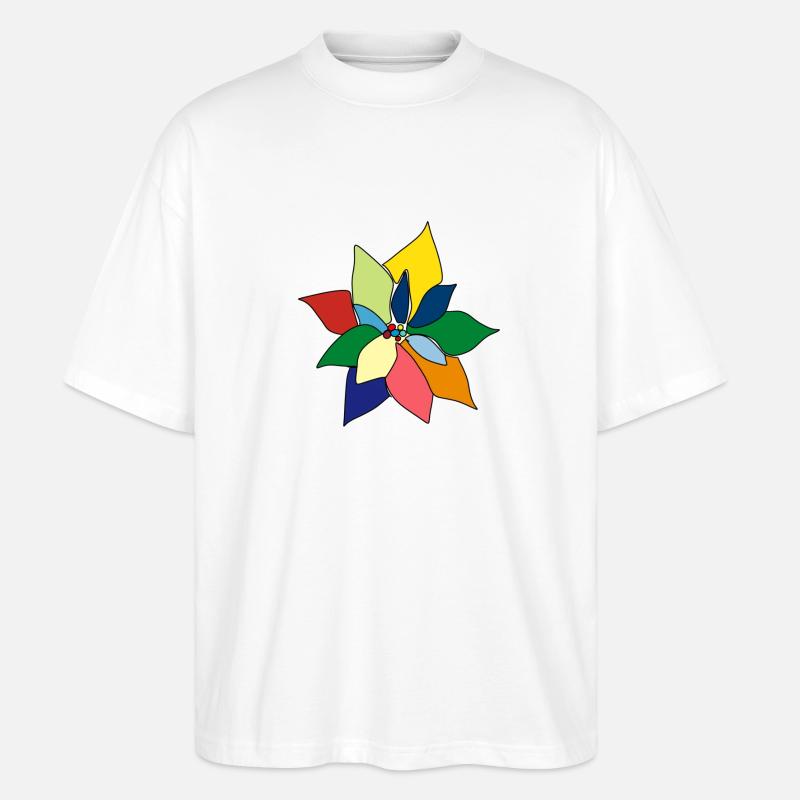Bunter Blumenstrauß - Stanley/Stella Oversized Unisex Bio T-Shirt Blaster 2.0 - Weiß