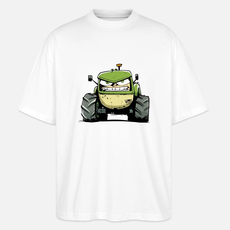 Wütender Traktor Nr. 4 - Stanley/Stella Oversized Unisex Bio T-Shirt Blaster 2.0 - Weiß