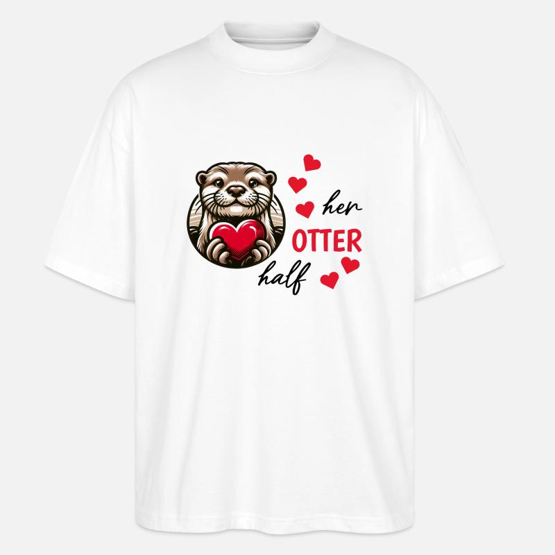 Otter half liebe geschenk - Stanley/Stella Oversized Unisex Bio T-Shirt Blaster 2.0 - Weiß