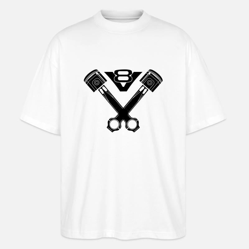 V8 Eight Cylinder Engine - Stanley/Stella Oversized Unisex Organic T-shirt Blaster 2.0 - white