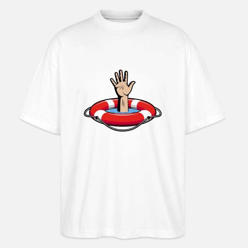 Schwimmring & Seenot Design - Stanley/Stella Oversized Unisex Bio T-Shirt Blaster 2.0 - Weiß