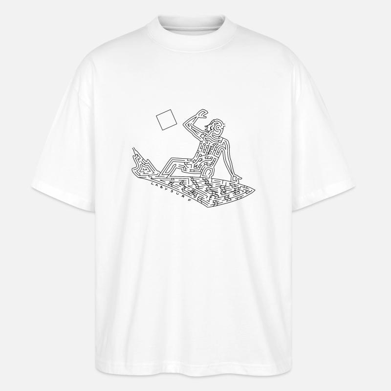 Labyrinthe Surfeur (version noire) - T-shirt bio Blaster 2.0 coupe oversize Stanley/Stella Unisexe - blanc