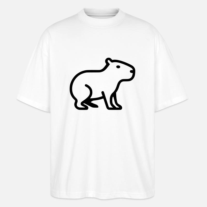 Capybara Minimalistisch Logo - Stanley/Stella Oversized Unisex Bio T-Shirt Blaster 2.0 - Weiß