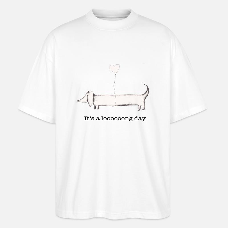 Dackel: it‘s a long day - Stanley/Stella Oversized Unisex Bio T-Shirt Blaster 2.0 - Weiß