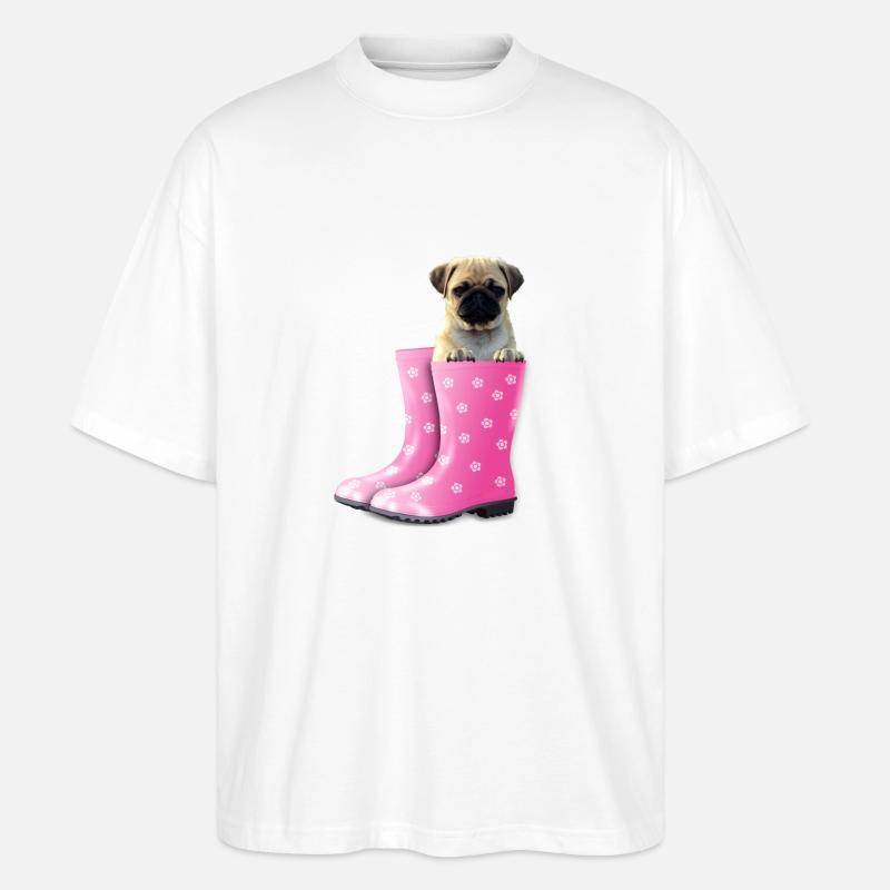 Mops - Stanley/Stella Oversized Unisex Bio T-Shirt Blaster 2.0 - Weiß