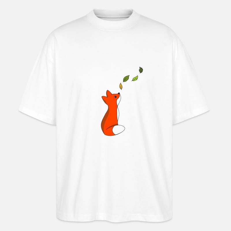 Fuchs mit Blätter - Stanley/Stella Oversized Unisex Bio T-Shirt Blaster 2.0 - Weiß