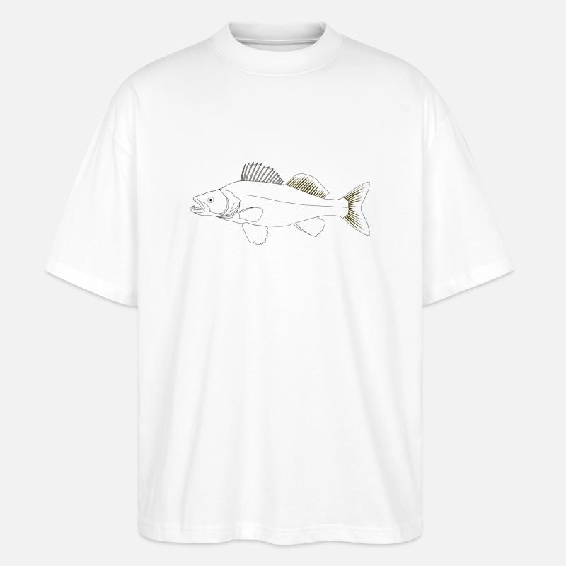 Zielfisch Zander - Stanley/Stella Oversized Unisex Bio T-Shirt Blaster 2.0 - Weiß