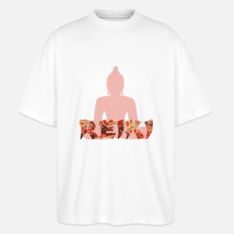 Reiki avec buddah e 222 - T-shirt bio Blaster 2.0 coupe oversize Stanley/Stella Unisexe - blanc