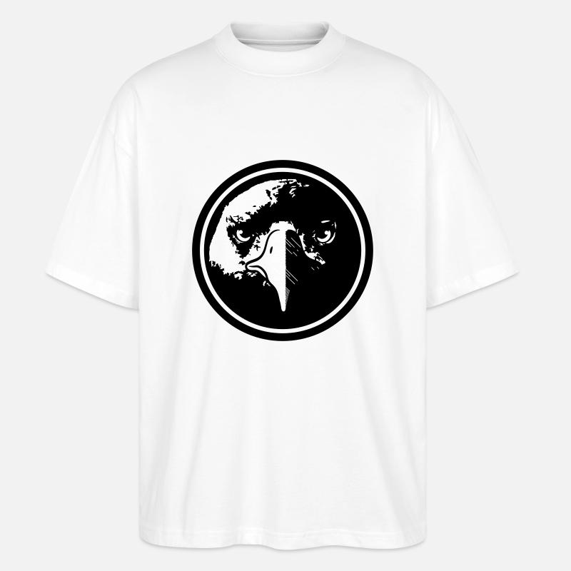 Eagle Eagle head button - Stanley/Stella Oversized Unisex Organic T-shirt Blaster 2.0 - white