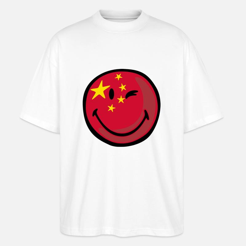 Smiley flag china - Stanley/Stella Oversized Unisex Bio T-Shirt Blaster 2.0 - Weiß