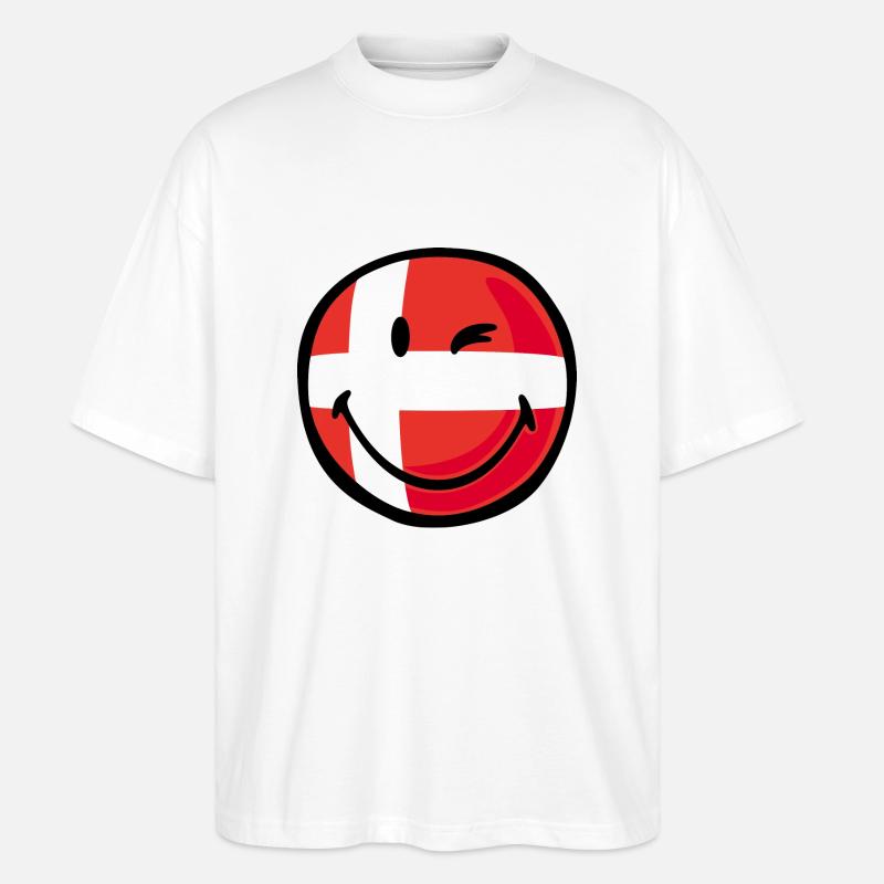 Smiley Flag Denmark - Stanley/Stella Oversized Unisex Bio T-Shirt Blaster 2.0 - Weiß