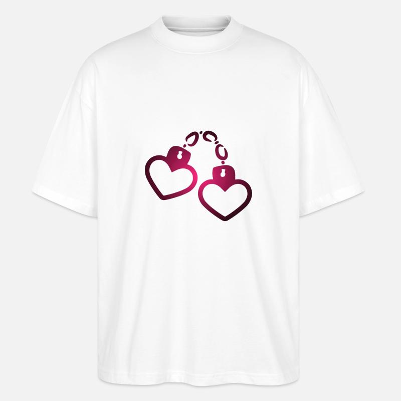 Handschelle Herz - Stanley/Stella Oversized Unisex Bio T-Shirt Blaster 2.0 - Weiß