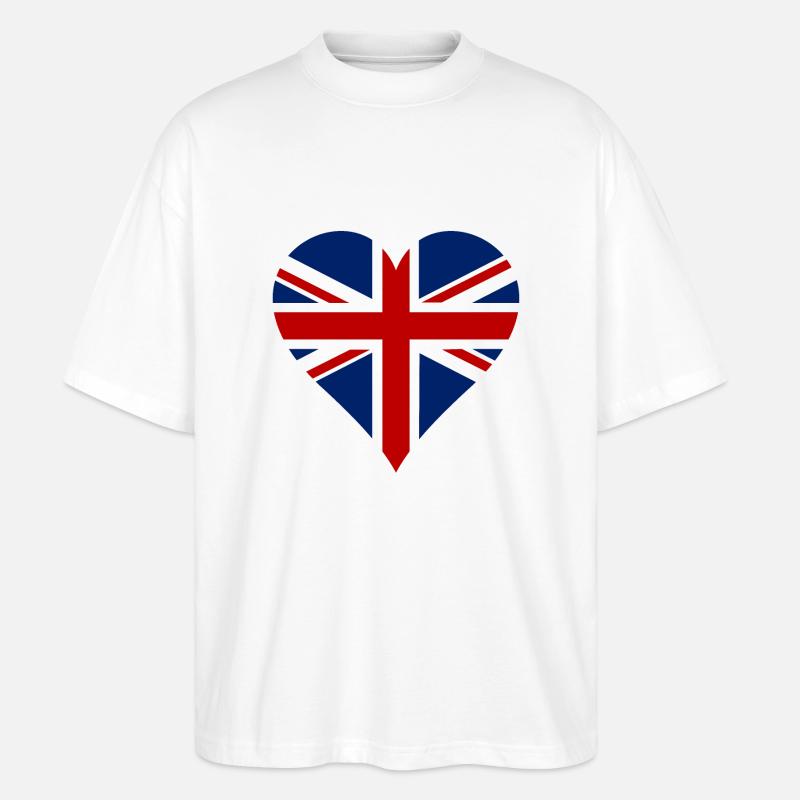Großbritannien Flagge Herz - Stanley/Stella Oversized Unisex Bio T-Shirt Blaster 2.0 - Weiß