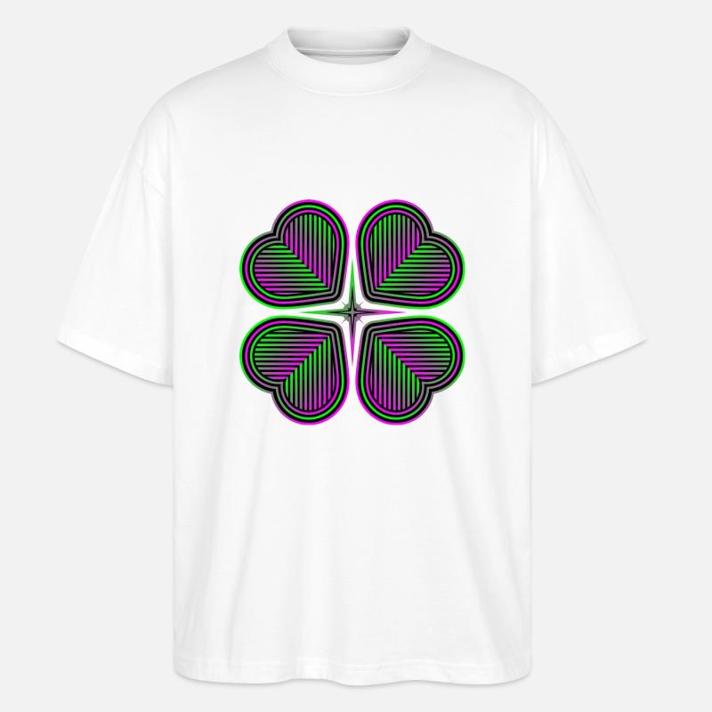 Vierblättriges Kleeblatt der Herzen - 2 - Stanley/Stella Oversized Unisex Bio T-Shirt Blaster 2.0 - Weiß