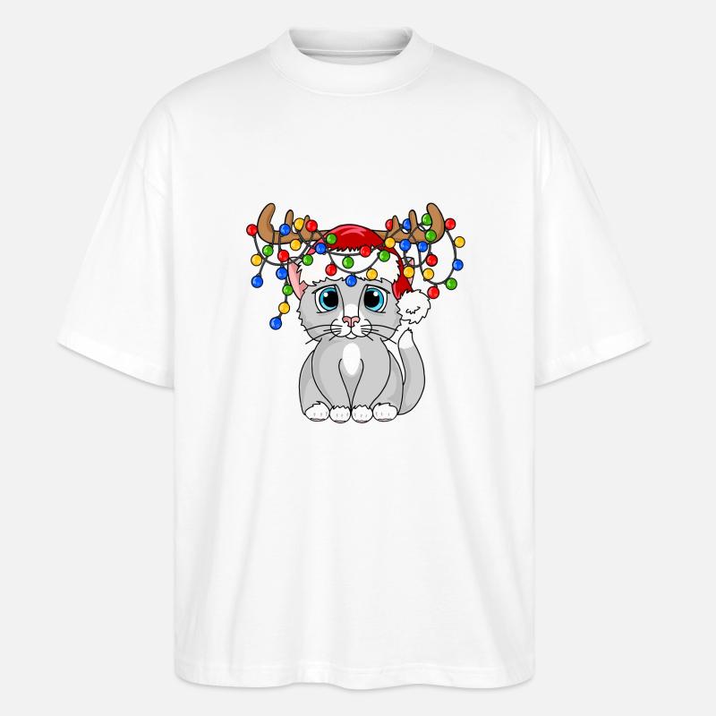 Weihnachts Mieze - Stanley/Stella Oversized Unisex Bio T-Shirt Blaster 2.0 - Weiß