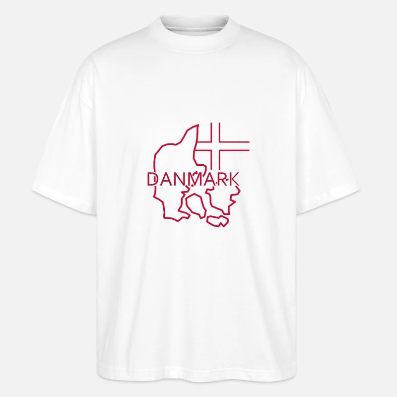 Carte du Danemark - T-shirt bio Blaster 2.0 coupe oversize Stanley/Stella Unisexe - blanc