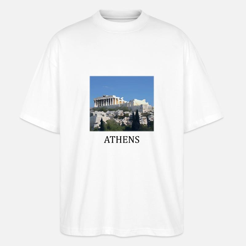 Acropole d’Athènes Grèce - T-shirt bio Blaster 2.0 coupe oversize Stanley/Stella Unisexe - blanc