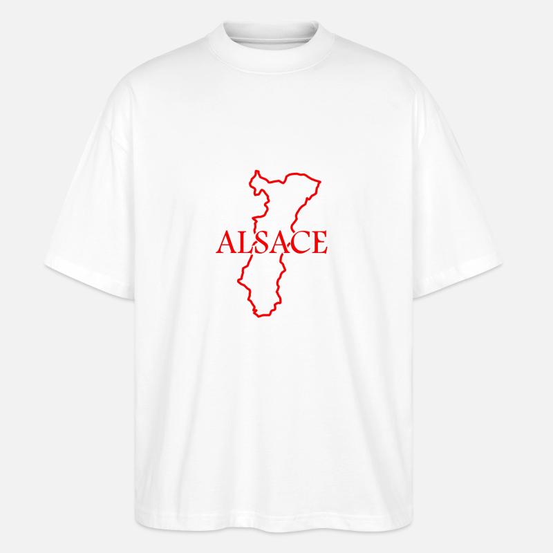 Carte de l’Alsace - T-shirt bio Blaster 2.0 coupe oversize Stanley/Stella Unisexe - blanc