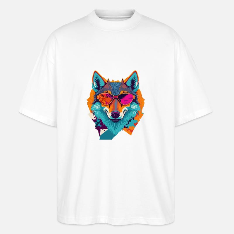 Retro-Wolfsaufstand - Stanley/Stella Oversized Unisex Bio T-Shirt Blaster 2.0 - Weiß