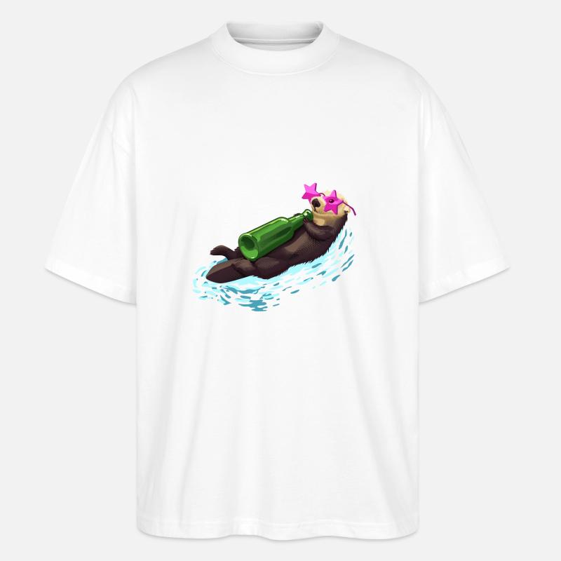Beer Otter - Stanley/Stella Oversized Unisex Bio T-Shirt Blaster 2.0 - Weiß