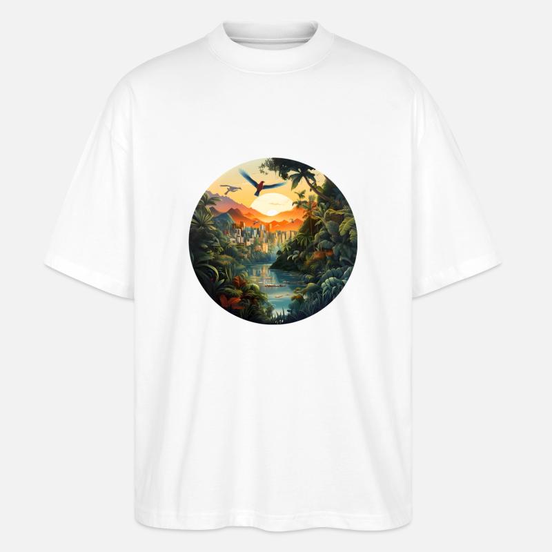 Eine Stadt im Amazonas - Stanley/Stella Oversized Unisex Bio T-Shirt Blaster 2.0 - Weiß