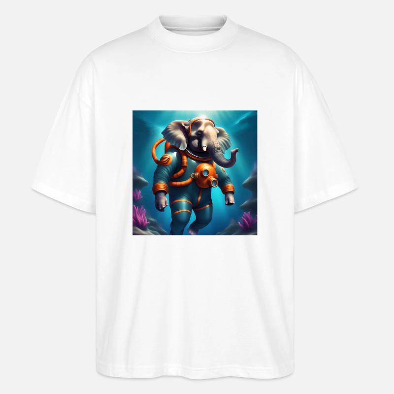 Éléphant en combinaison de plongée - T-shirt bio Blaster 2.0 coupe oversize Stanley/Stella Unisexe - blanc