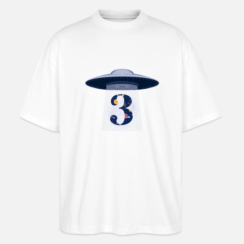 3e anniversaire ufo attaque - T-shirt bio Blaster 2.0 coupe oversize Stanley/Stella Unisexe - blanc