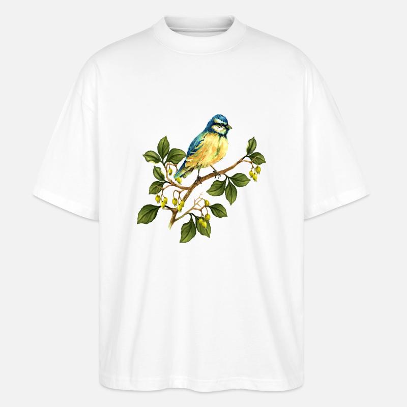 Bunter Vogel - Stanley/Stella Oversized Unisex Bio T-Shirt Blaster 2.0 - Weiß