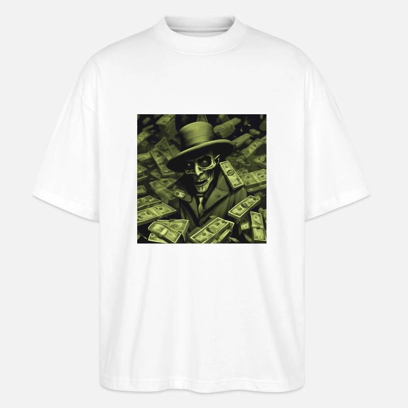 Mann im Geldregen - Stanley/Stella Oversized Unisex Bio T-Shirt Blaster 2.0 - Weiß