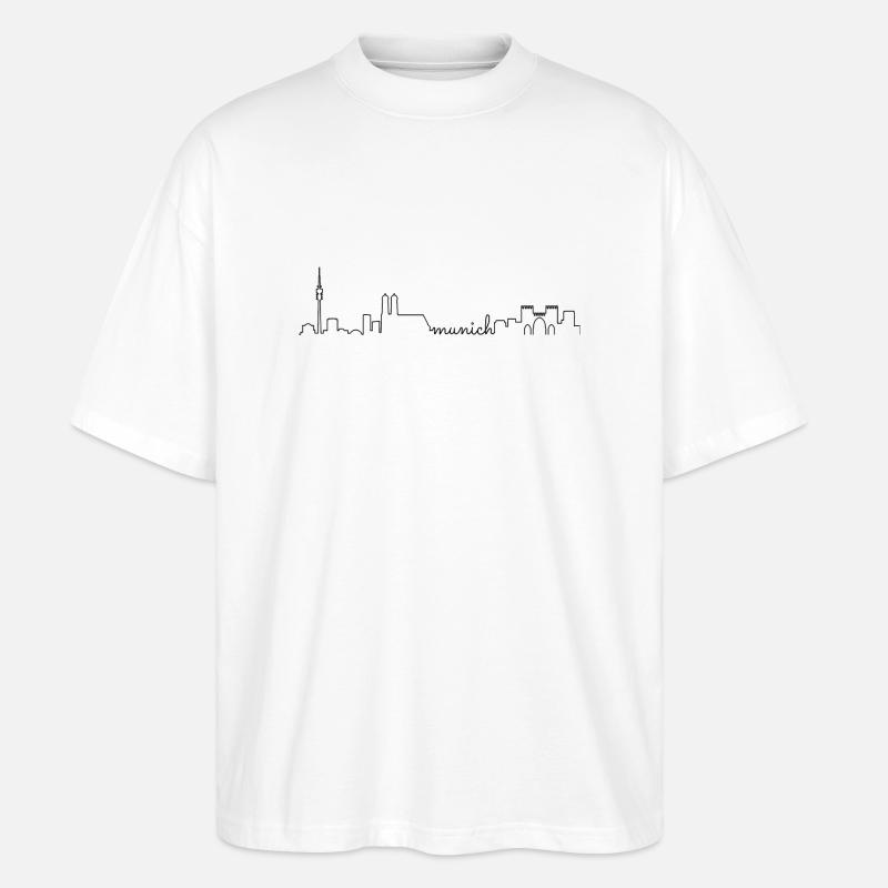 Munich Skyline black - Stanley/Stella Oversized Unisex Bio T-Shirt Blaster 2.0 - Weiß