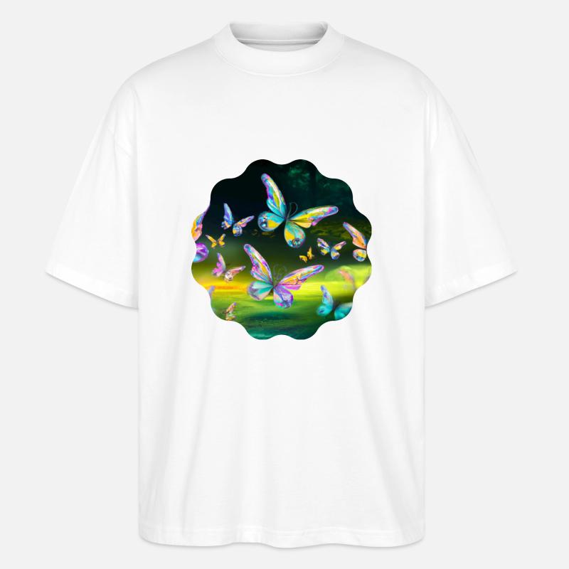 Schmetterlinge - Stanley/Stella Oversized Unisex Bio T-Shirt Blaster 2.0 - Weiß