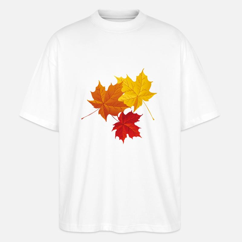 Syksyn värikkäät lehdet - Stanley/Stella Blaster 2.0 Unisex Oversized Luomu T-paita - valkoinen