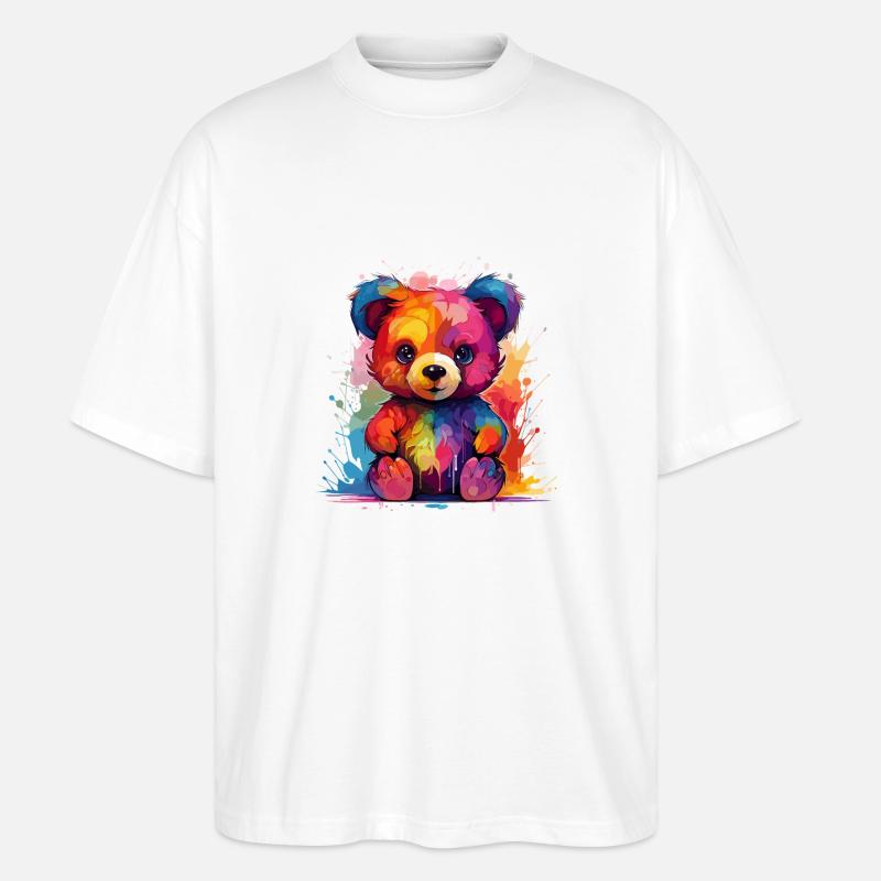 der bunte Teddy - Stanley/Stella Oversized Unisex Bio T-Shirt Blaster 2.0 - Weiß