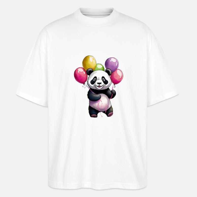 Panda mit Luftballons - Stanley/Stella Oversized Unisex Bio T-Shirt Blaster 2.0 - Weiß