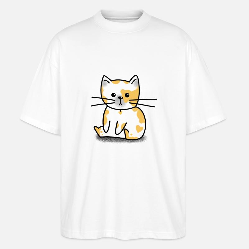 Mignon drôle chat blanc assis - T-shirt bio Blaster 2.0 coupe oversize Stanley/Stella Unisexe - blanc