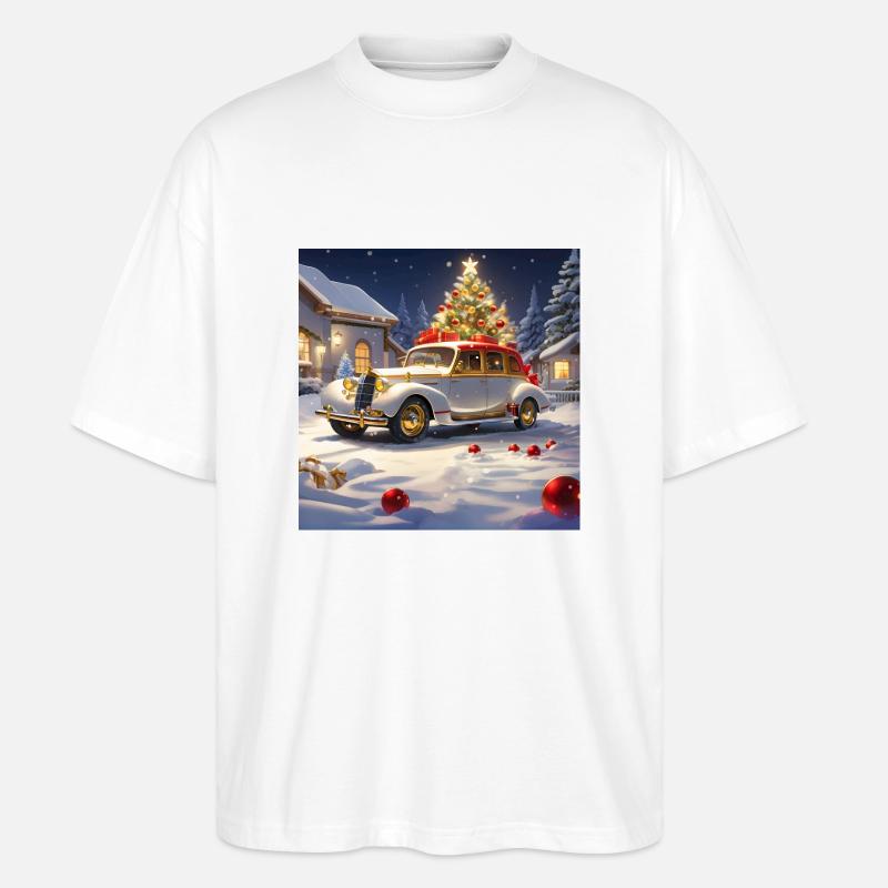 OLDTIMER IM SCHNEE ZU WEIHNACHTEN - Stanley/Stella Oversized Unisex Bio T-Shirt Blaster 2.0 - Weiß