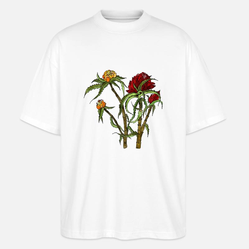 Blumen - Stanley/Stella Oversized Unisex Bio T-Shirt Blaster 2.0 - Weiß