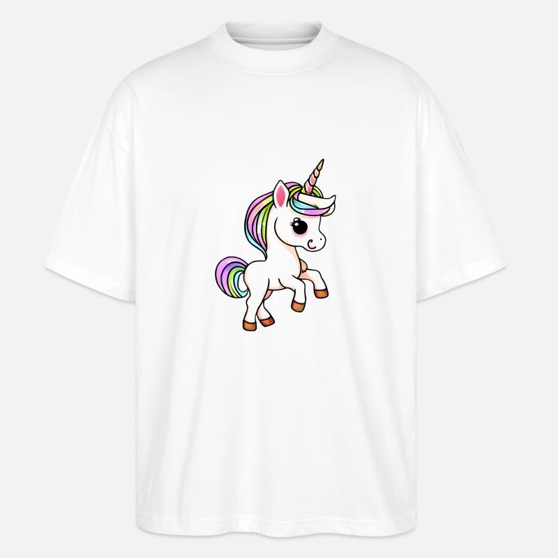 Einhorn Fabeltier Einhörner Mädchen - Stanley/Stella Oversized Unisex Bio T-Shirt Blaster 2.0 - Weiß