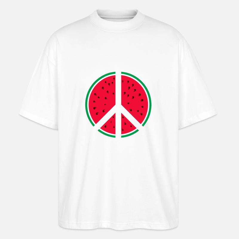 Signe de paix pastèque - T-shirt bio Blaster 2.0 coupe oversize Stanley/Stella Unisexe - blanc