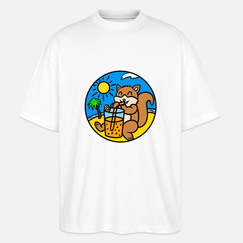 Eichhörnchen trinken Saft - Stanley/Stella Oversized Unisex Bio T-Shirt Blaster 2.0 - Weiß