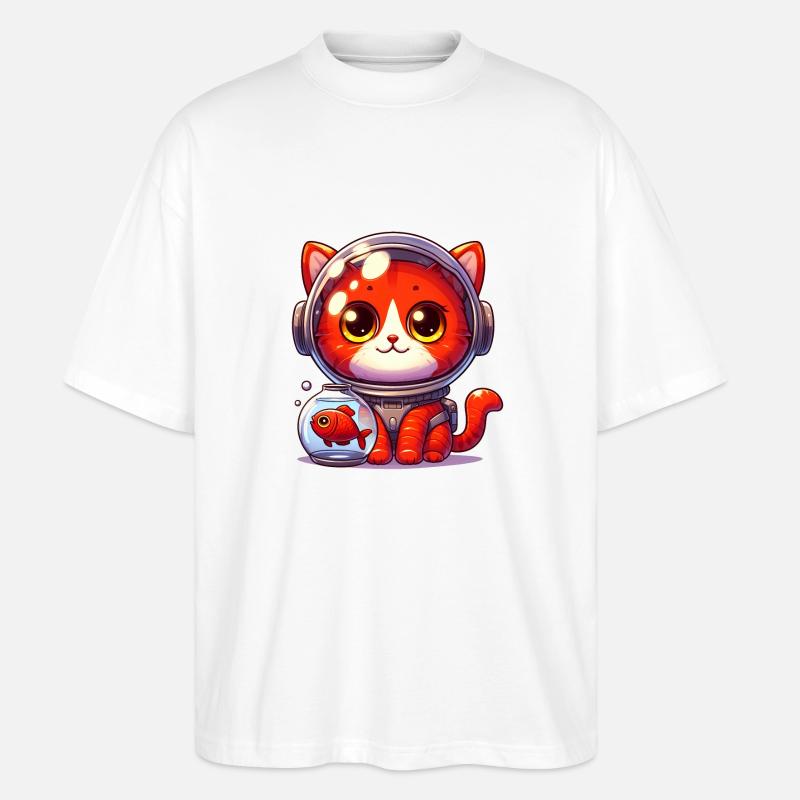 Die Astronauten Katze - Stanley/Stella Oversized Unisex Bio T-Shirt Blaster 2.0 - Weiß