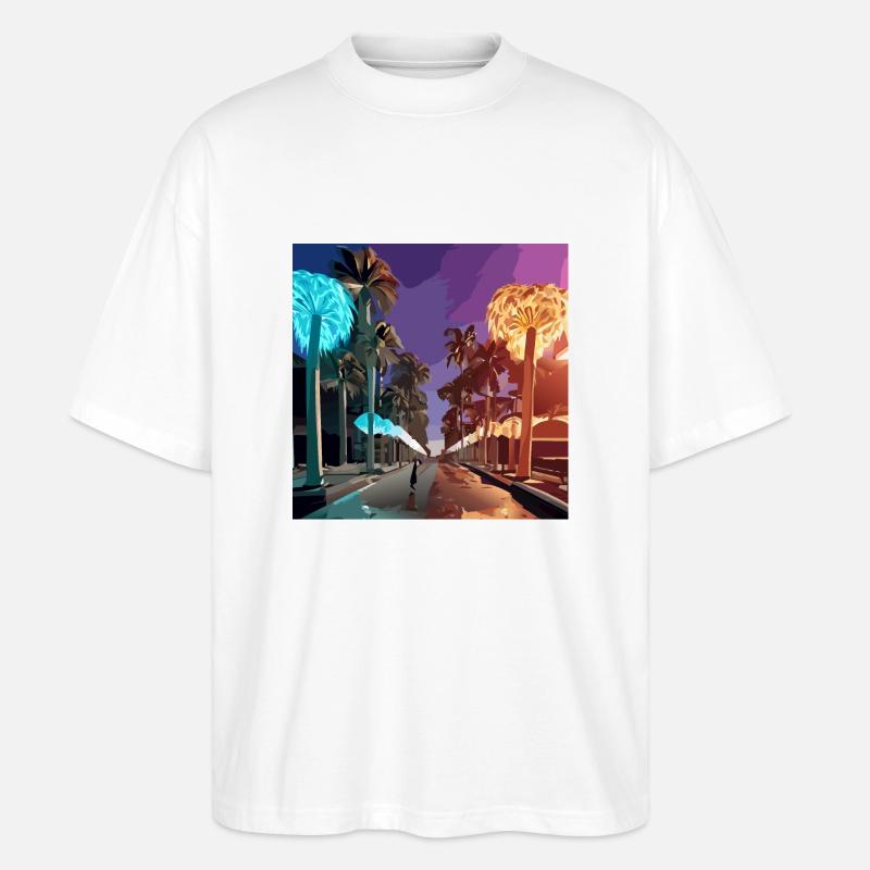 Nuit à Miami (Miami Collection) - T-shirt bio Blaster 2.0 coupe oversize Stanley/Stella Unisexe - blanc