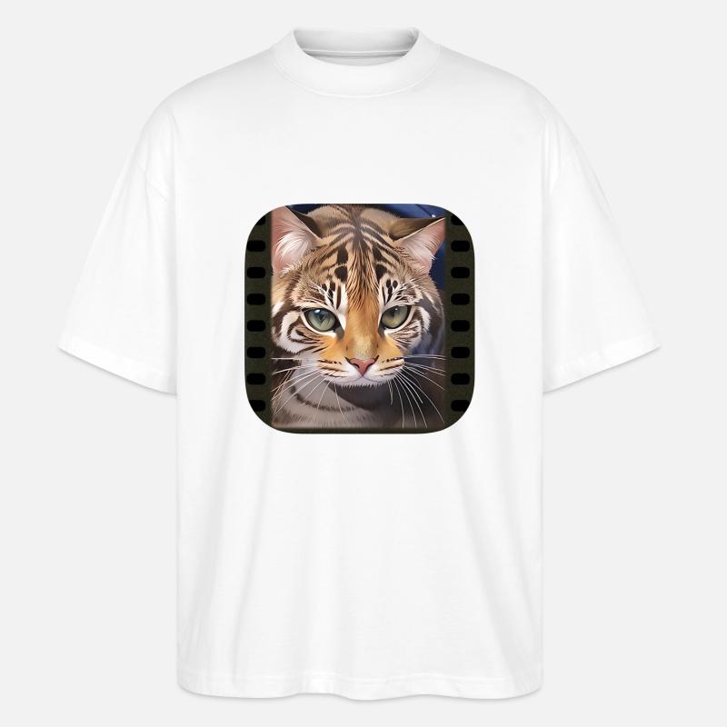 Tieger katze - Stanley/Stella Oversized Unisex Bio T-Shirt Blaster 2.0 - Weiß