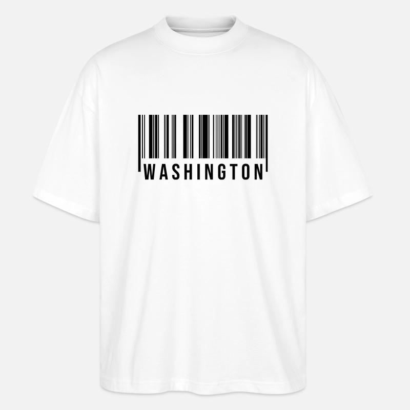 Code-barres de Washington - T-shirt bio Blaster 2.0 coupe oversize Stanley/Stella Unisexe - blanc